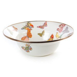 وعاء تقديم من المينا من مجموعة بترفلي جاردن - أبيض